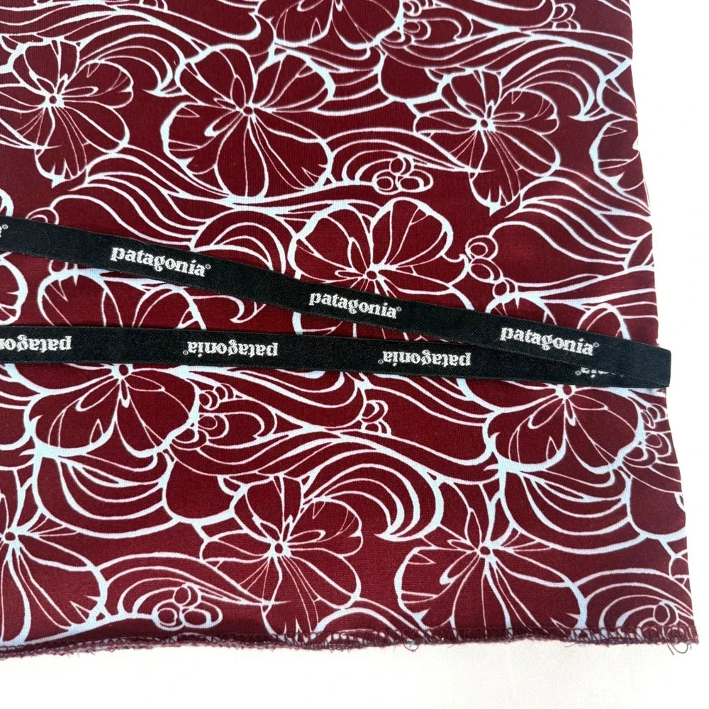 Patagonia Laundry Dust Bag Burgundy Floral Hibiscus Ribbon Tie Pouch